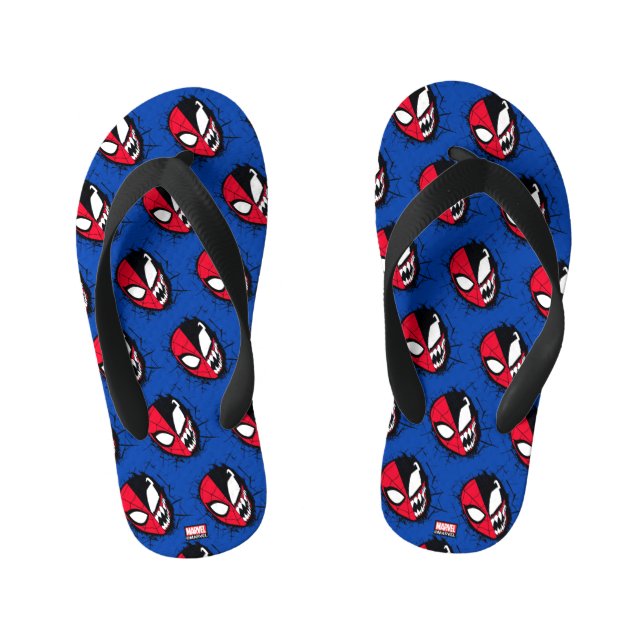 Spider-Man | Dual Spider-Man & Venom Face Kid's Flip Flops (Footbed)