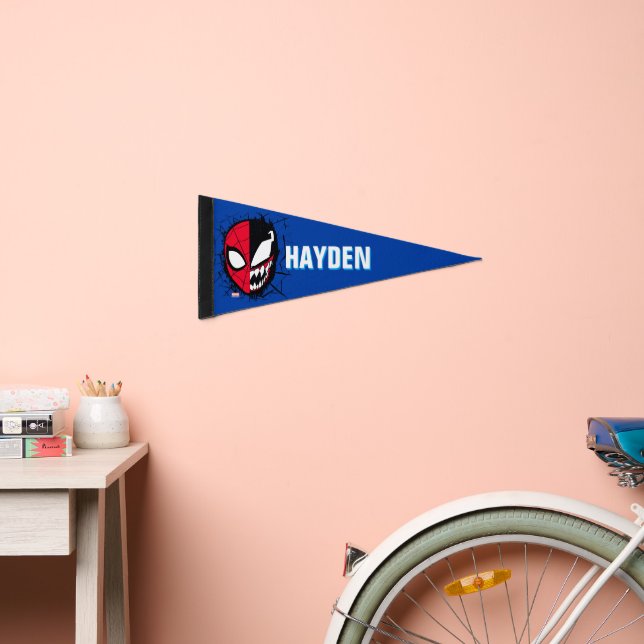 Spider-Man | Dual Spider-Man & Venom Face Pennant Flag (Front)