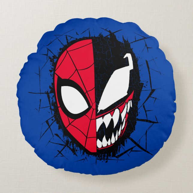 Spider-Man | Dual Spider-Man & Venom Face Round Pillow (Front)