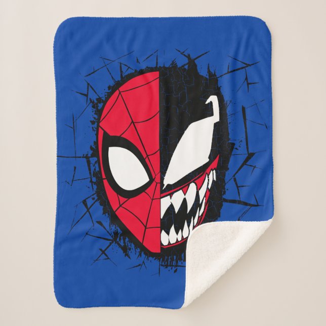 Spider-Man | Dual Spider-Man & Venom Face Sherpa Blanket (Front)
