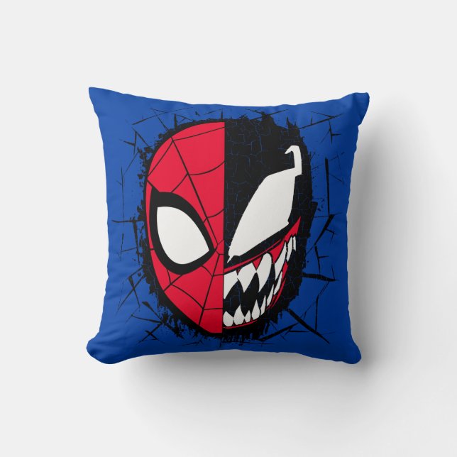 Spider-Man | Dual Spider-Man & Venom Face Throw Pillow (Front)