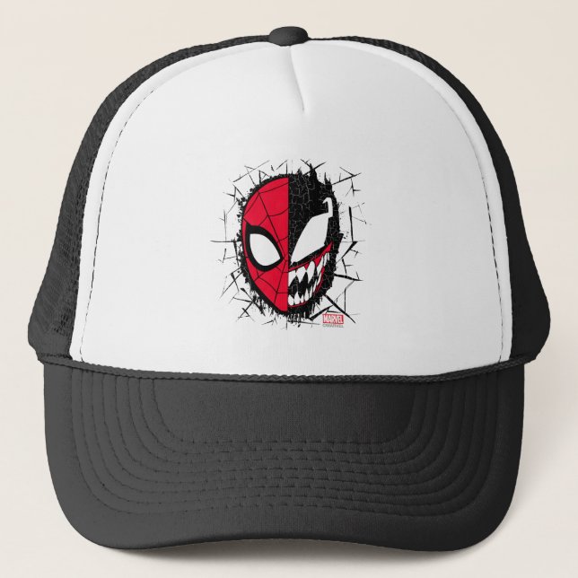 Spider-Man | Dual Spider-Man & Venom Face Trucker Hat (Front)