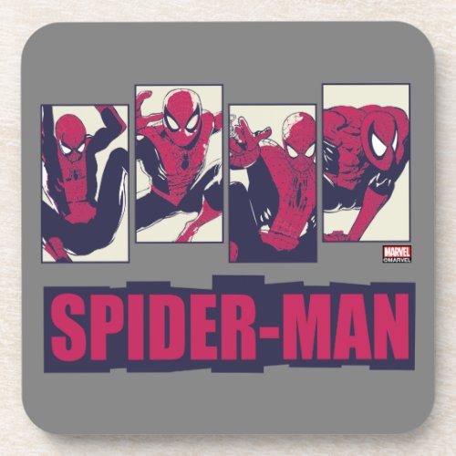 Spider_Man Four Panel Pose Graphic Beverage Coaster