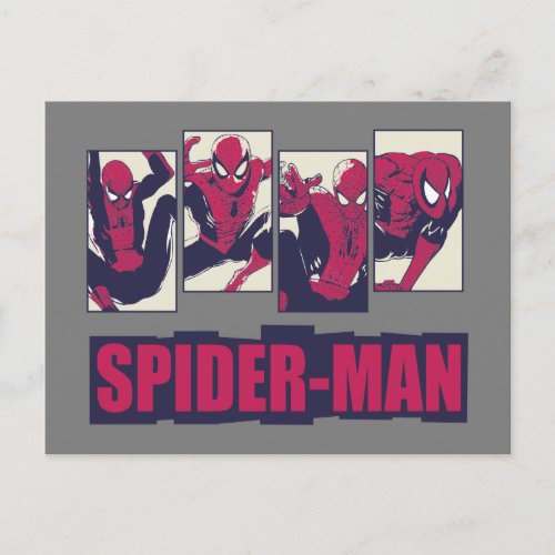 Spider_Man Four Panel Pose Graphic Postcard