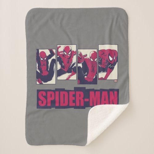Spider_Man Four Panel Pose Graphic Sherpa Blanket