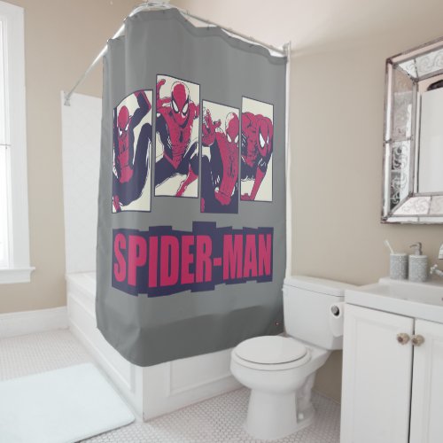 Spider_Man Four Panel Pose Graphic Shower Curtain
