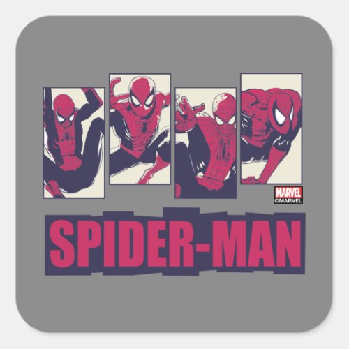Spider_Man Four Panel Pose Graphic Square Sticker