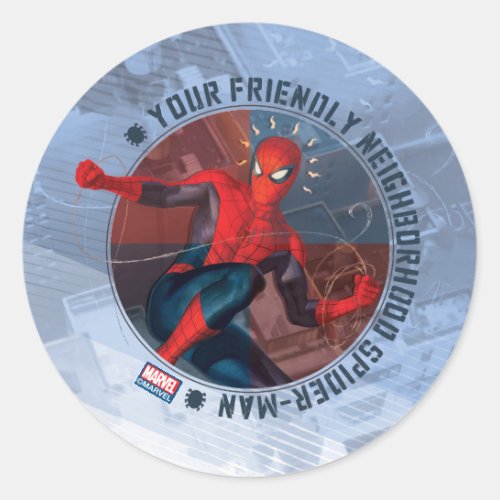 Spider_Man  Friendly Neighborhood Spider_Man Art Classic Round Sticker