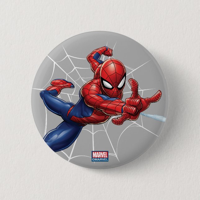 Spider-Man | Geometric Character Art Pattern Button (Front)
