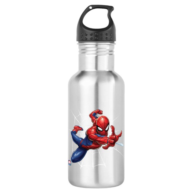 Spider-Man | Geometric Character Art Pattern Stainless Steel Water Bottle (Front)