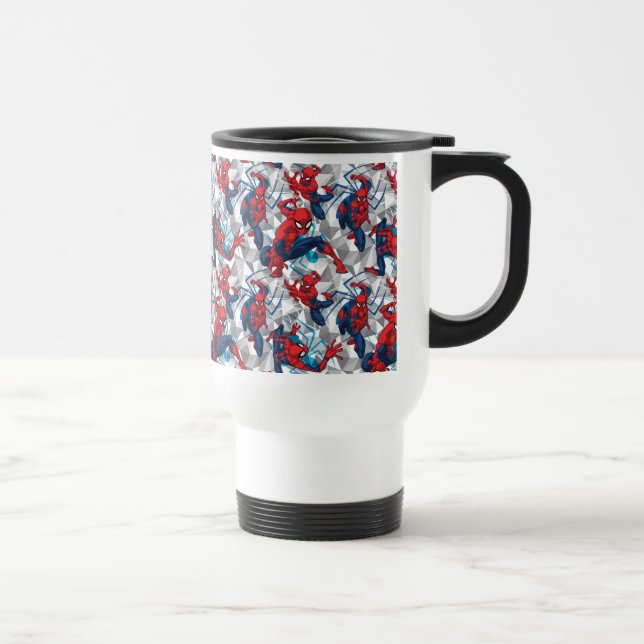 Spider-Man | Geometric Character Art Pattern Travel Mug (Right)