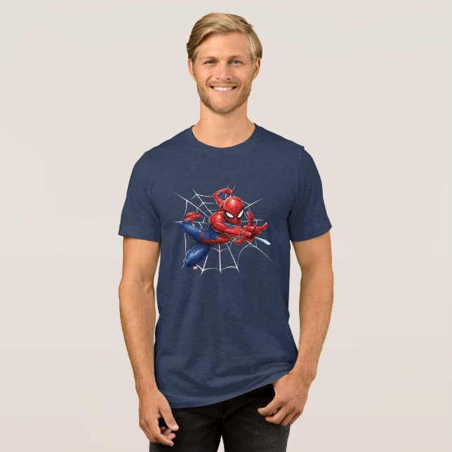 Spider-Man | Geometric Character Art Pattern Tri-Blend Shirt (Front Full)