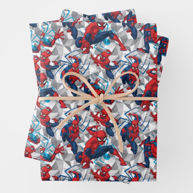 Spider-Man | Geometric Character Art Pattern Wrapping Paper Sheets (In situ)