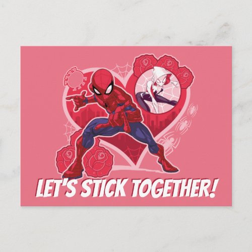 Spider_Man  Ghost_Spider  Lets Stick Together Postcard