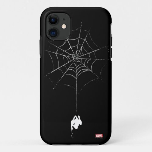 Spider_Man Hanging From Web Silhouette iPhone 11 Case