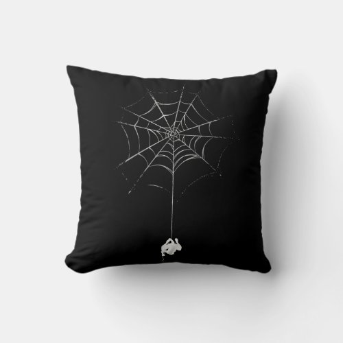 Spider_Man Hanging From Web Silhouette Throw Pillow