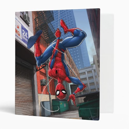 Spider_Man  Hanging Upside_Down From Web 3 Ring Binder