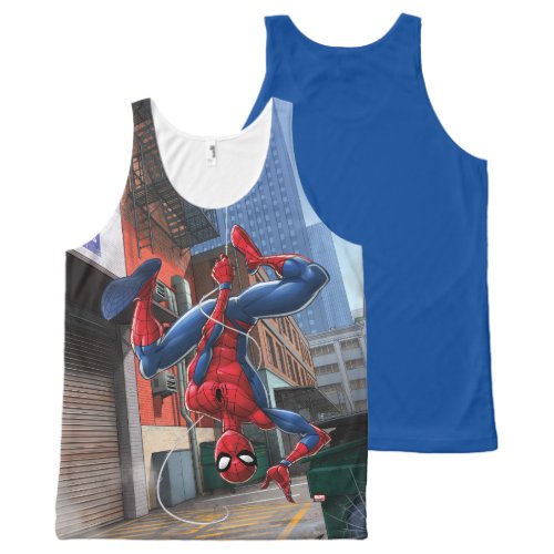 Spider_Man  Hanging Upside_Down From Web All_Over_Print Tank Top