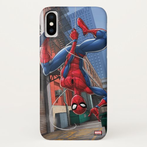 Spider_Man  Hanging Upside_Down From Web iPhone X Case