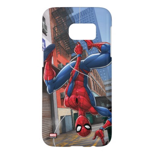 Spider_Man  Hanging Upside_Down From Web Samsung Galaxy S7 Case