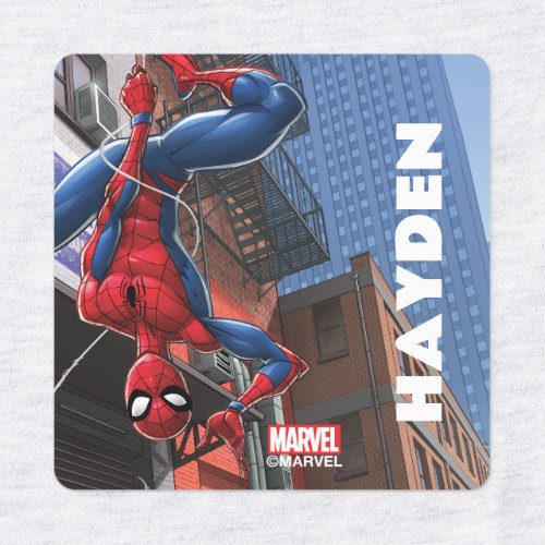 Spider_Man  Hanging Upside_Down From Web Kids Labels