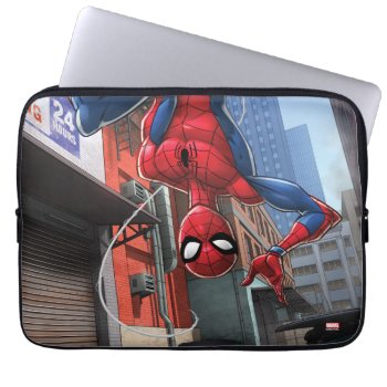 Spider-man | Hanging Upside-down From Web Laptop Sleeve by spidermanclassics at Zazzle