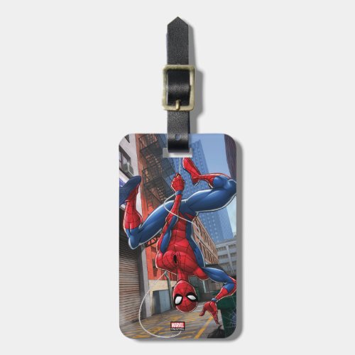 Spider_Man  Hanging Upside_Down From Web Luggage Tag
