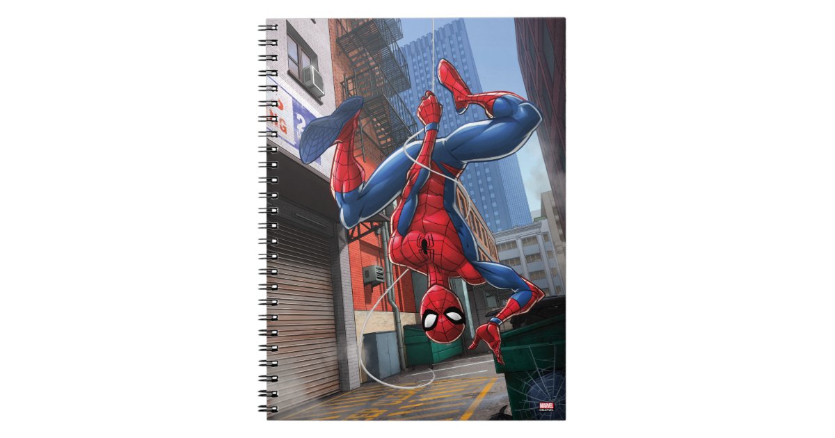 Spider-Man | Hanging Upside-Down From Web Notebook | Zazzle