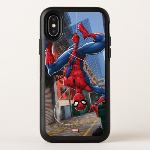 Spider_Man  Hanging Upside_Down From Web OtterBox Symmetry iPhone X Case