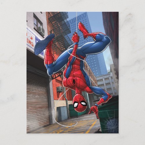 Spider_Man  Hanging Upside_Down From Web Postcard