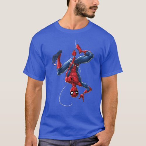 Spider_Man  Hanging Upside_Down From Web T_Shirt