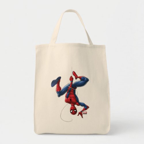 Spider_Man  Hanging Upside_Down From Web Tote Bag