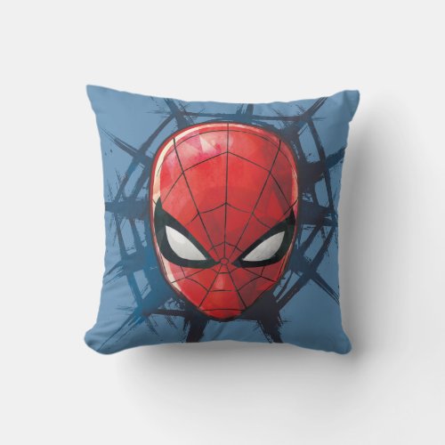 Spider_Man  Head In A Web Throw Pillow