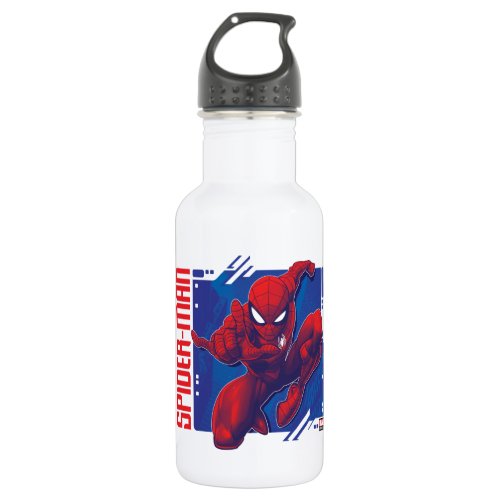 Spider_Man  High_Tech Character Badge Stainless Steel Water Bottle