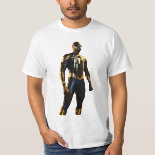  Spider_Man in Black  Gold Portrait T_shirt
