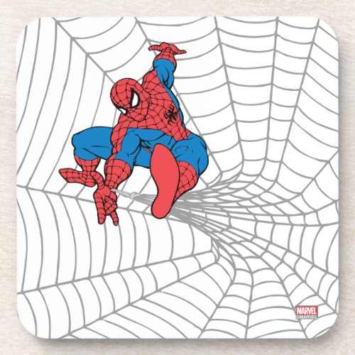 Spider_Man in Center of Web Beverage Coaster