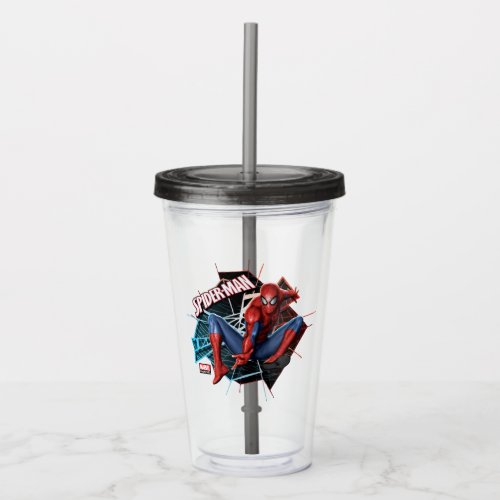 Spider_Man in Fractured Web Graphic Acrylic Tumbler