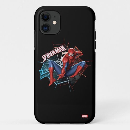 Spider_Man in Fractured Web Graphic iPhone 11 Case