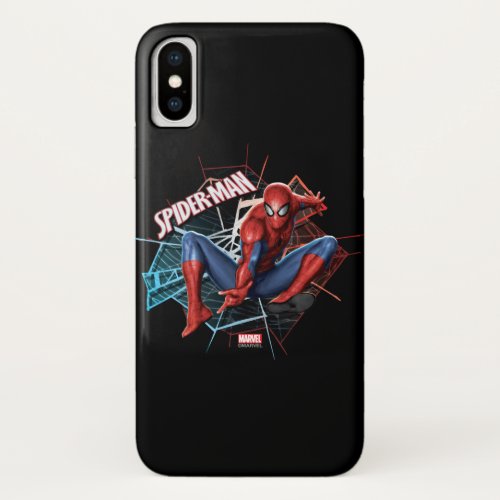 Spider_Man in Fractured Web Graphic iPhone X Case