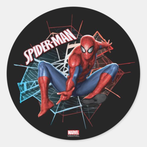 Spider_Man in Fractured Web Graphic Classic Round Sticker