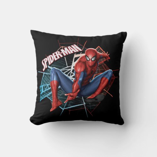 Spider_Man in Fractured Web Graphic Throw Pillow