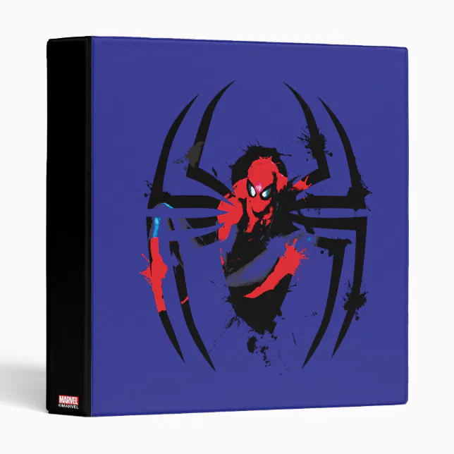 Spider-Man in Spider Shaped Ink Splatter Binder | Zazzle