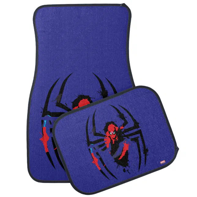 Spider-Man in Spider Shaped Ink Splatter Car Floor Mat | Zazzle