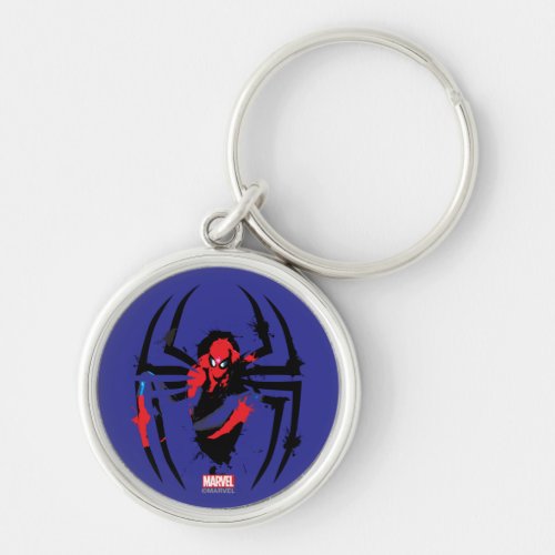 Spider_Man in Spider Shaped Ink Splatter Keychain