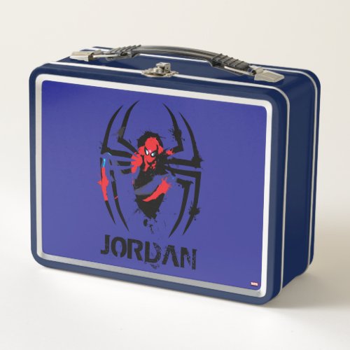 Spider_Man in Spider Shaped Ink Splatter Metal Lunch Box