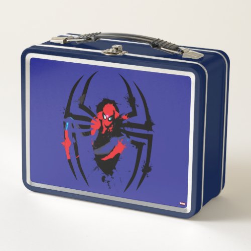 Spider_Man in Spider Shaped Ink Splatter Metal Lunch Box