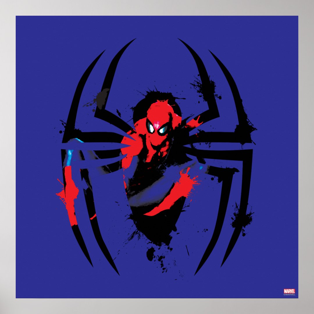 Spider-Man in Spider Shaped Ink Splatter Poster | Zazzle