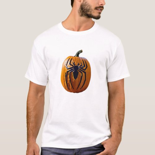 Spider man inspired realistic carved pumpkin  T_Shirt