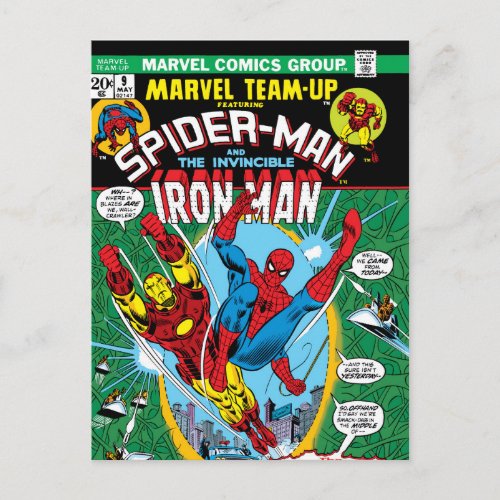 Spider_Man  Iron Man Marvel Team_Up Comic Cover Postcard