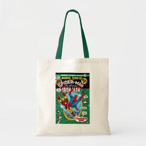 Spider_Man  Iron Man Marvel Team_Up Comic Cover Tote Bag